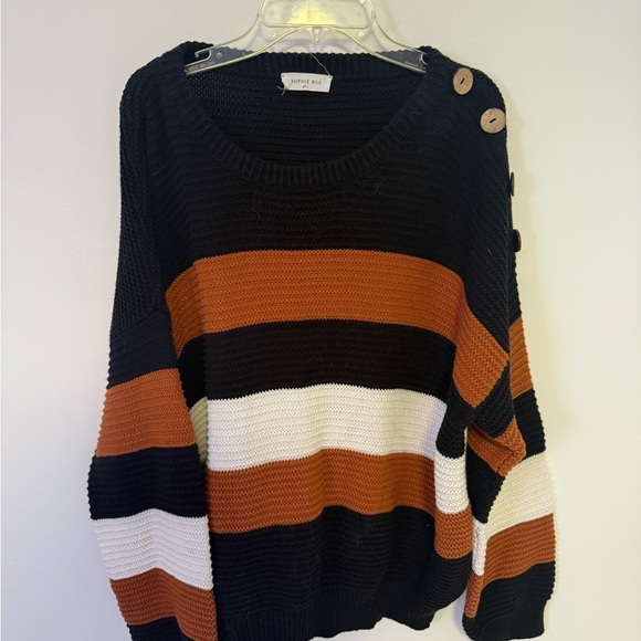 Sophie Rue Black and Brown Crew Neck Sweater - Picture 1 of 4